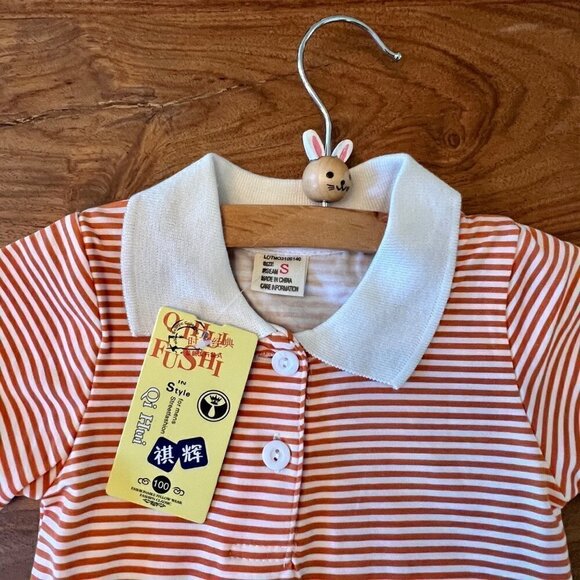 NWT Mud Kingdom Orange & White Stripe Polo Dress - Picture 3 of 12